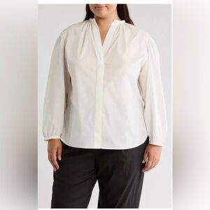 Vince Braid Trim Women’s Plus Size Cotton Optic White Blouse Size 2X NWT
